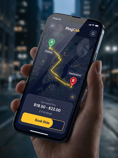 PingCab App Mockup